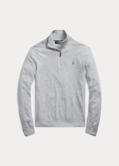 Sueter Polo Ralph Lauren Hombre Grises - Silk Quarter-Zip - QLOZV6349